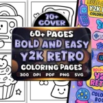 60+ Bold Easy Y2K Retro Coloring Pages