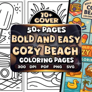 50+ Bold Easy Cozy Beach Coloring Pages