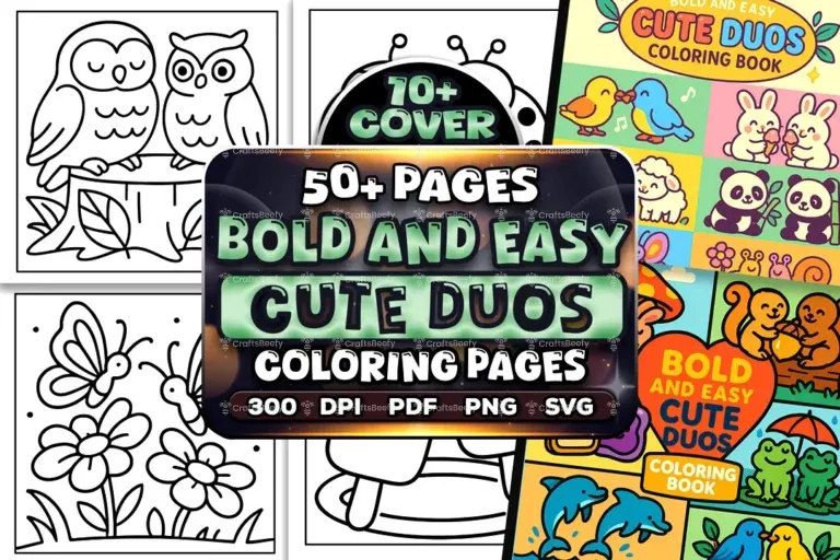 50+Bold Easy Cute Duos Coloring Pages