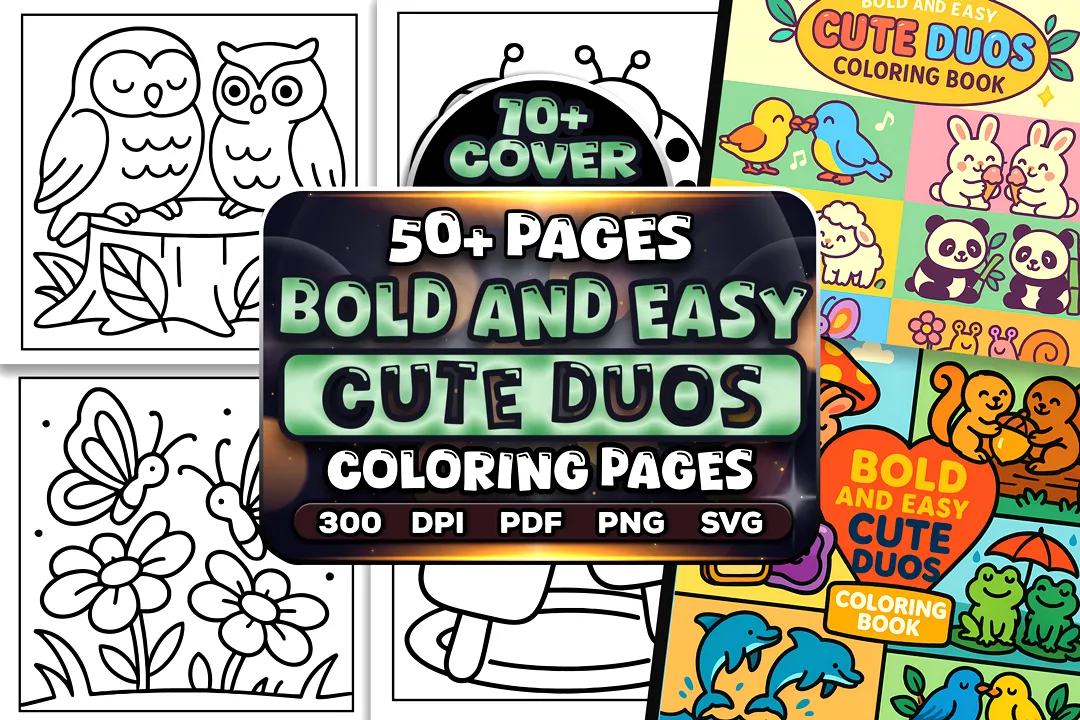 50+Bold Easy Cute Duos Coloring Pages