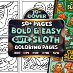 50+ Bold Easy Cute Sloth Coloring Pages