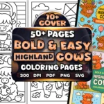 50+ Bold Easy Highland Cow Coloring Pages