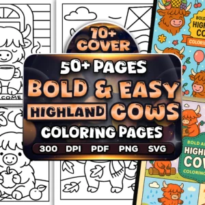 50+ Bold Easy Highland Cow Coloring Pages