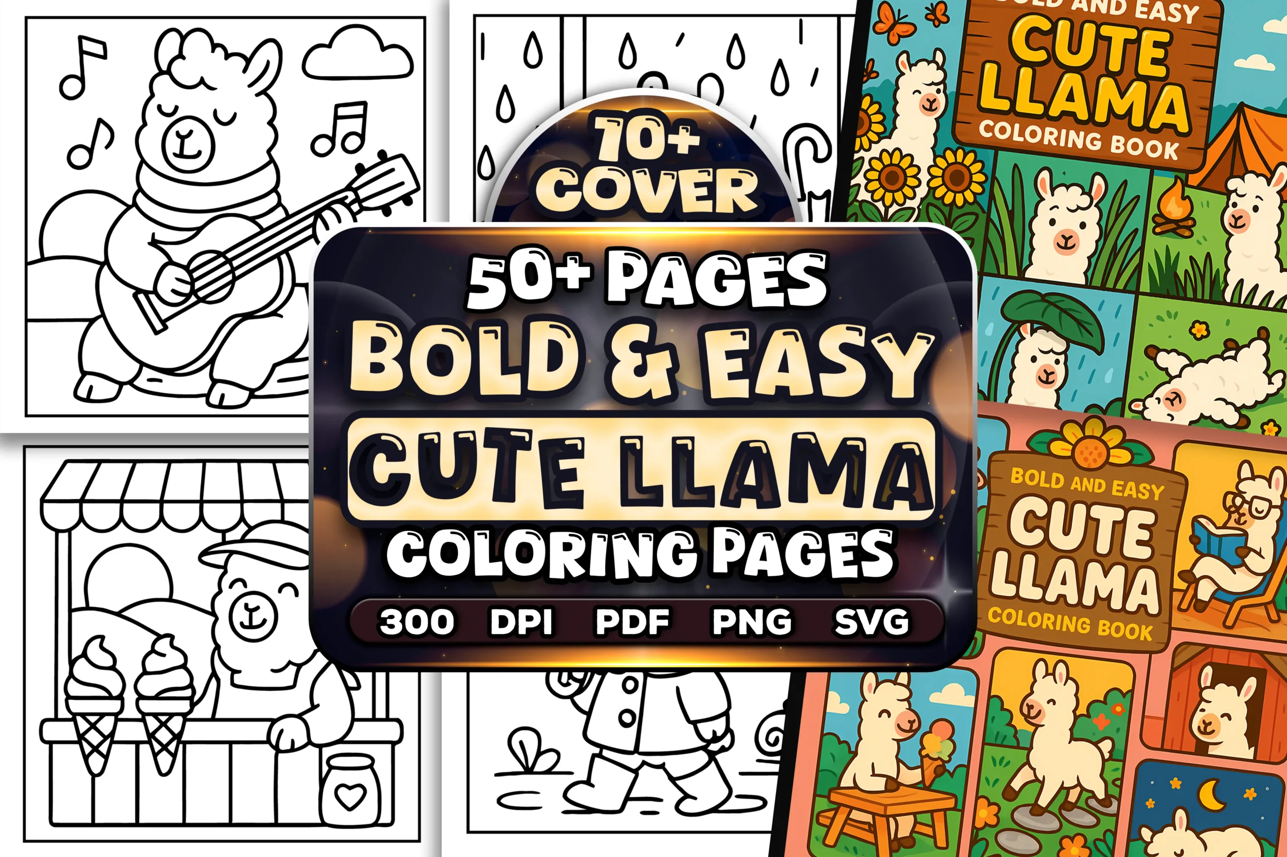 50+ Bold Easy Llama Coloring Pages