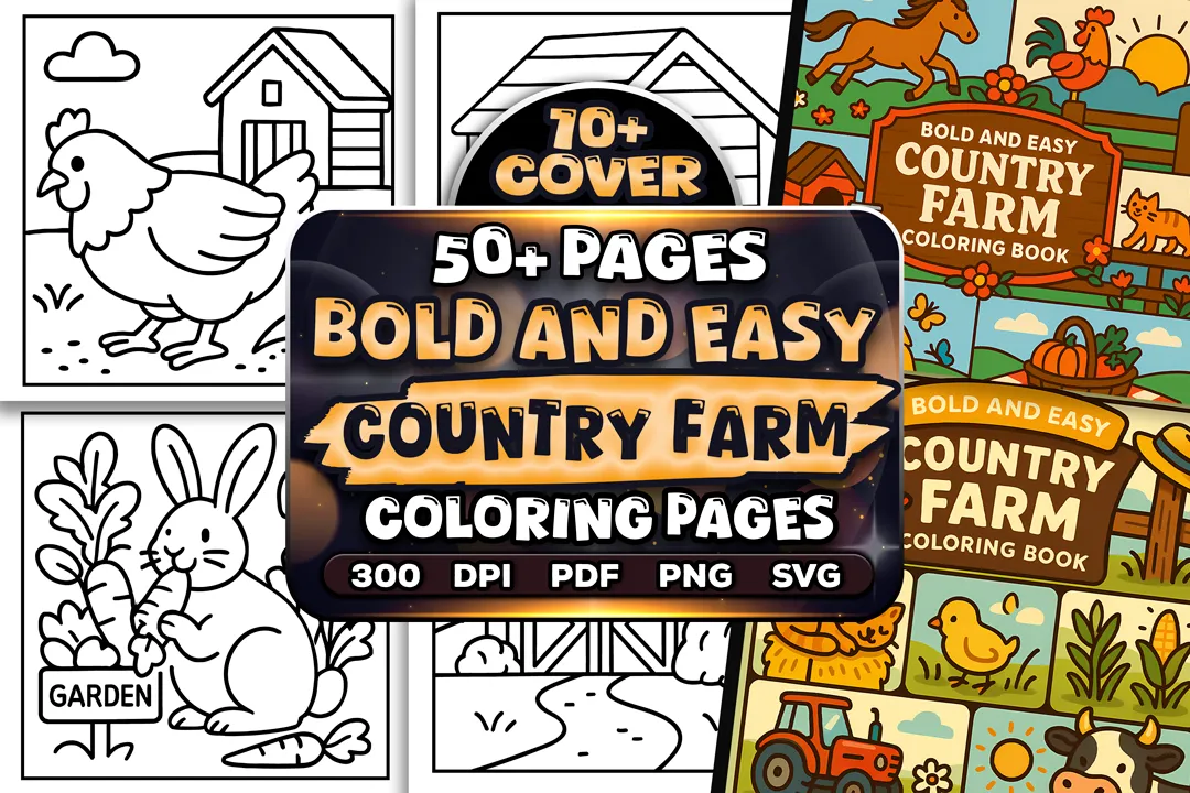 50+ Bold Easy Country Farm Coloring Pages