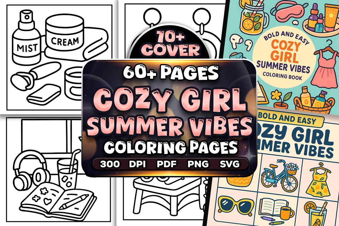 60+ Cozy Girl Summer Vibes Coloring Pages