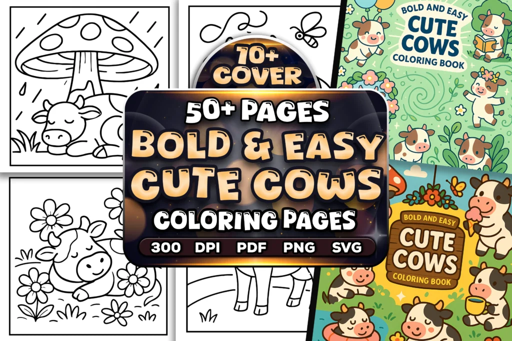 50+ Easy Cute Cows Coloring Pages