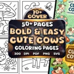 50+ Easy Cute Cows Coloring Pages