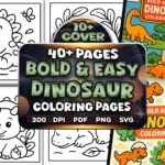 40+ Bold Easy Dinosaur Coloring Pages