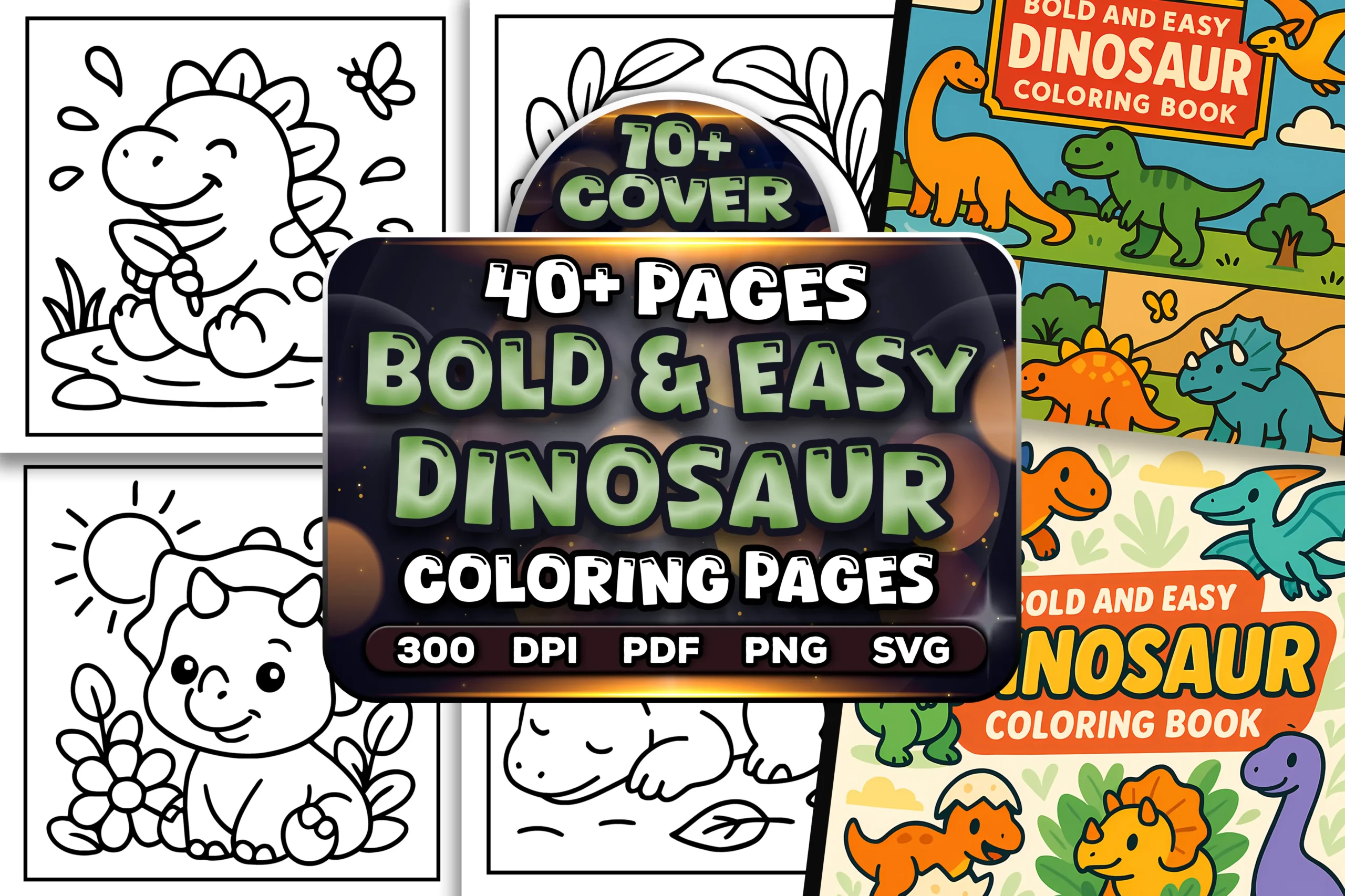 40+ Bold Easy Dinosaur Coloring Pages