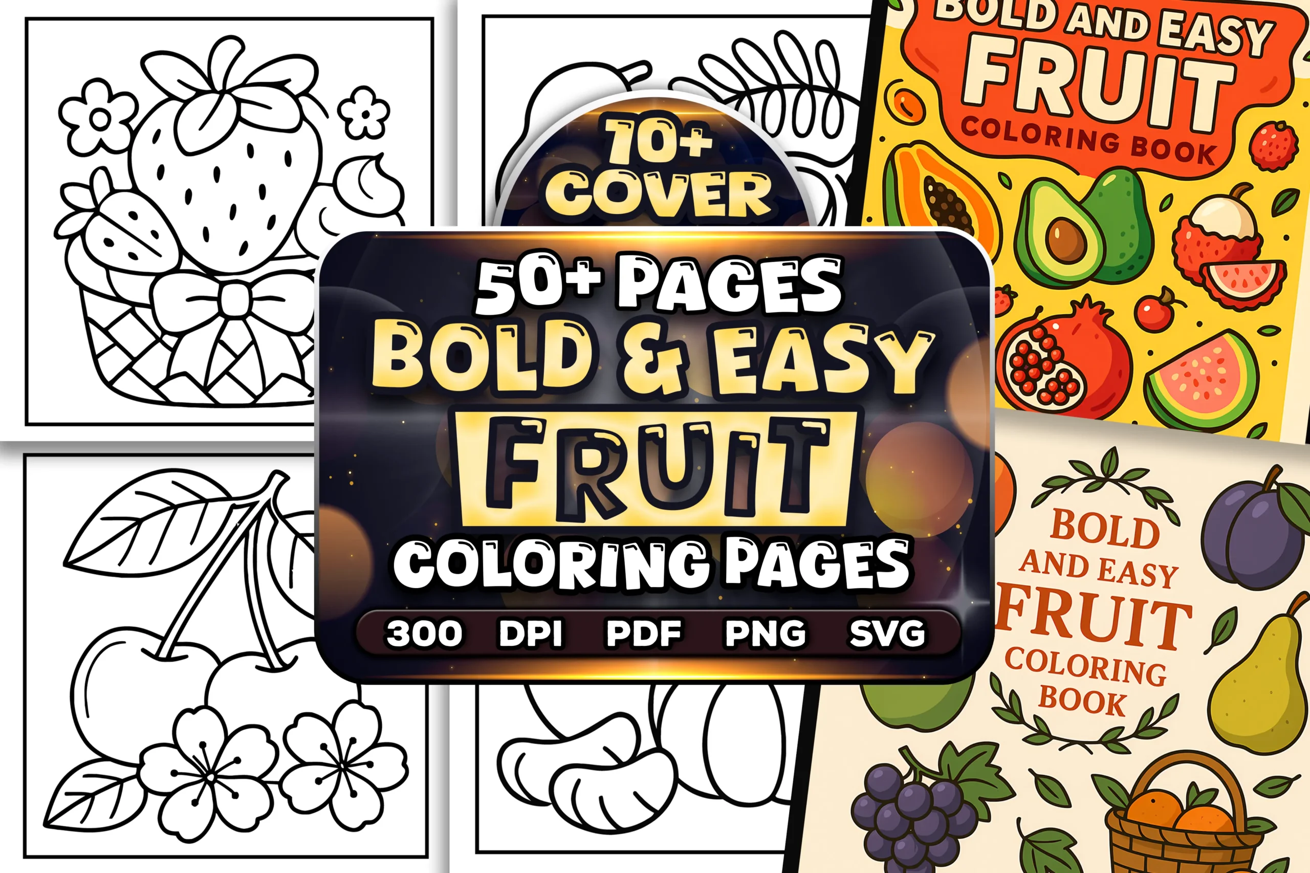 50+ Bold Easy Fruit Coloring Pages