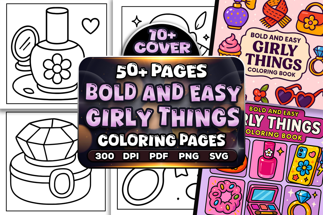50+ Bold Easy Girly Things Coloring Pages