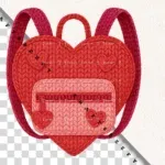 Faux Crochet Heart Backpack PNG