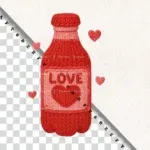 Faux Crochet Love Bottle PNG