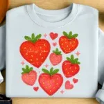 Faux Crochet Strawberry Hearts PNG