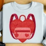 Faux Crochet Heart Backpack PNG