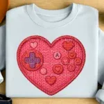 Faux Crochet Gamer Heart PNG