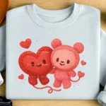 Faux Crochet Heart and Bear Pair PNG