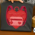 Faux Crochet Heart Backpack PNG