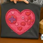 Faux Crochet Gamer Heart PNG