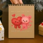 Faux Crochet Heart and Bear Pair PNG