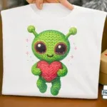 Faux Crochet Alien PNG