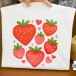 Faux Crochet Strawberry Hearts PNG