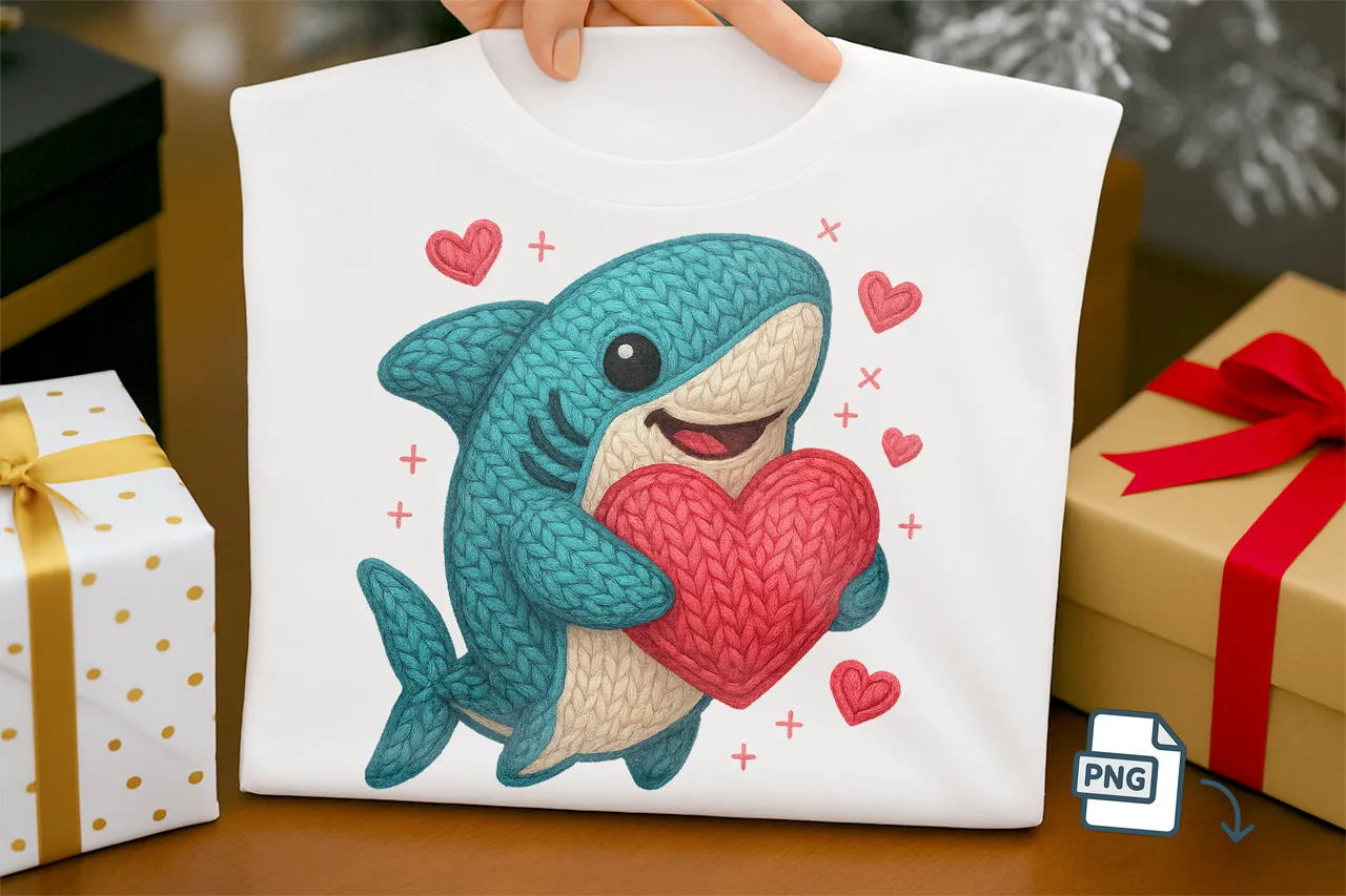 Faux Crochet Shark PNG