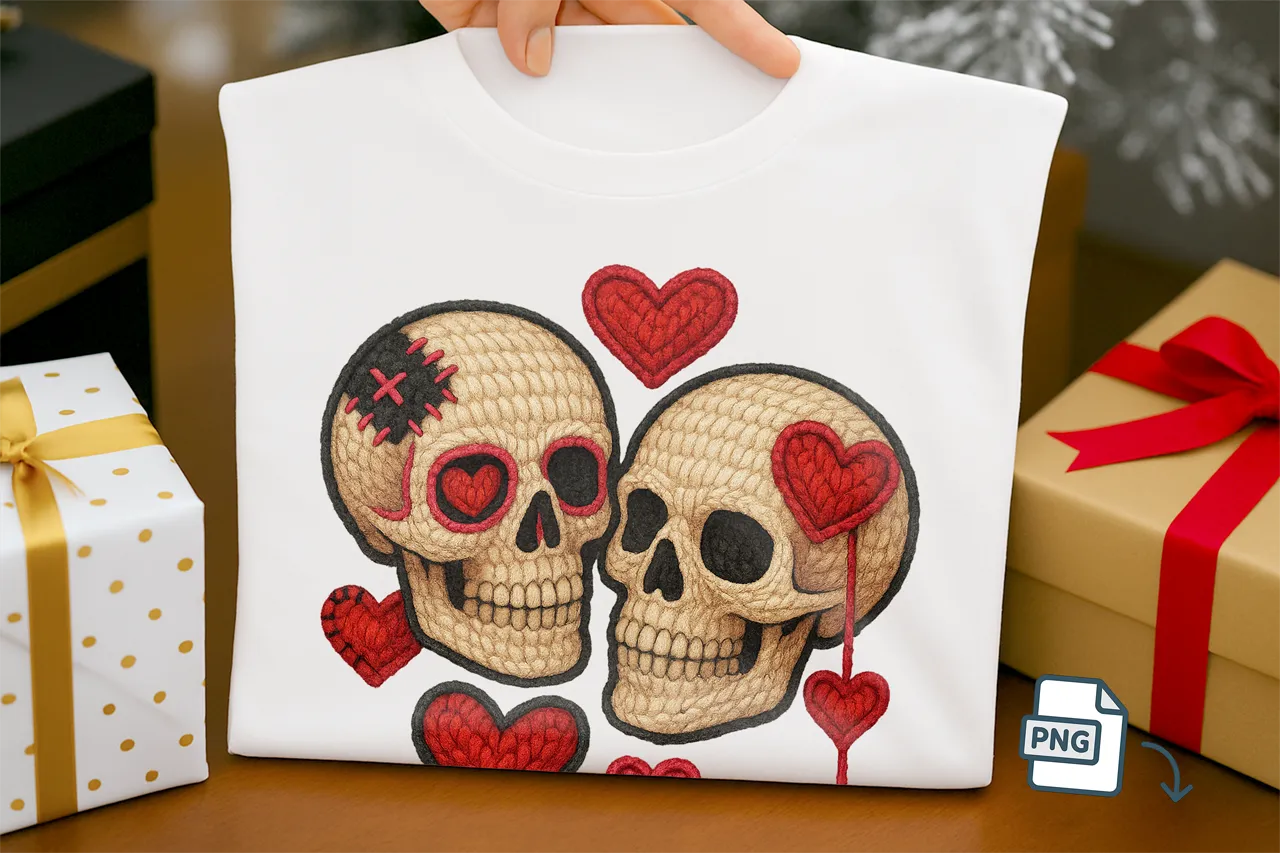 Faux Crochet Skulls PNG