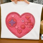 Faux Crochet Gamer Heart PNG