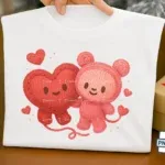 Faux Crochet Heart and Bear Pair PNG