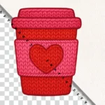 Faux Crochet Coffee Cup PNG