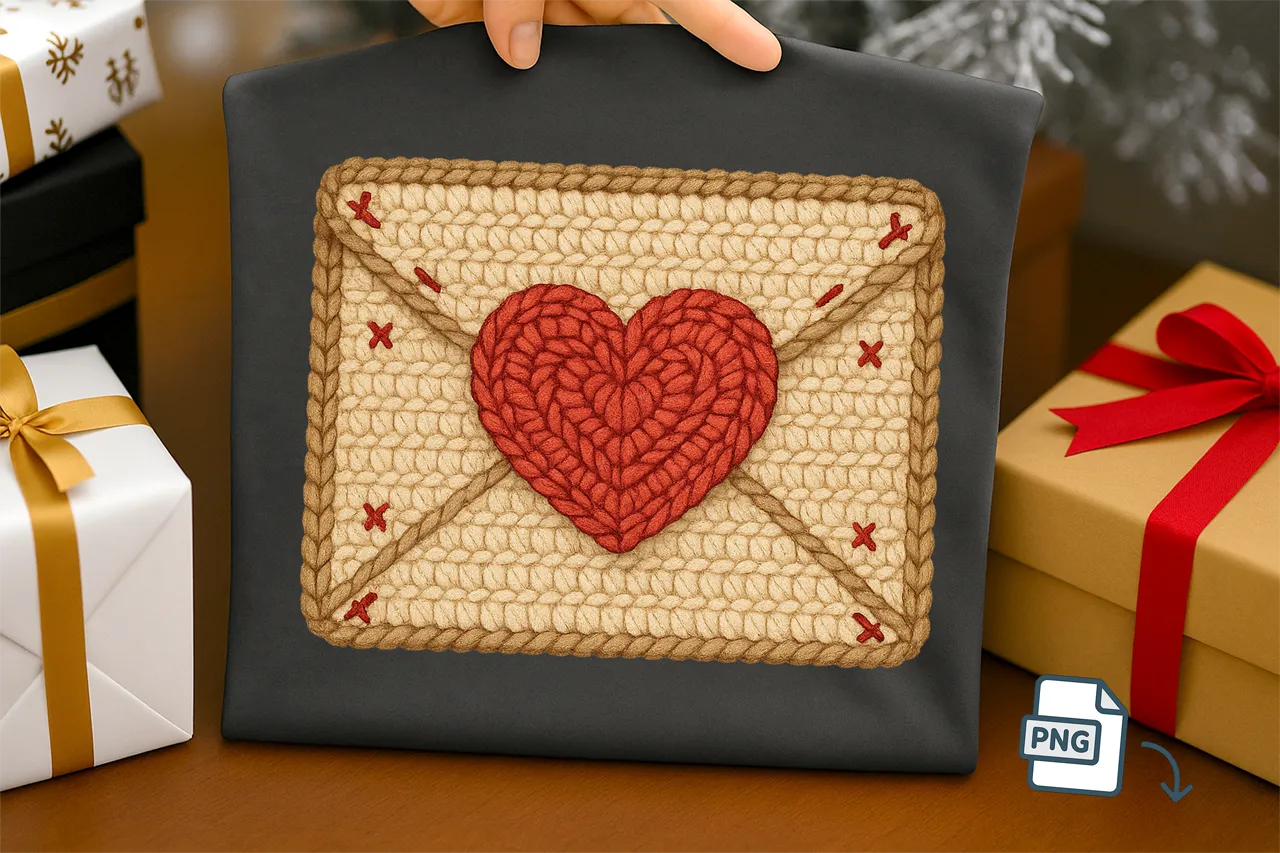 Faux Crochet Love Letter PNG