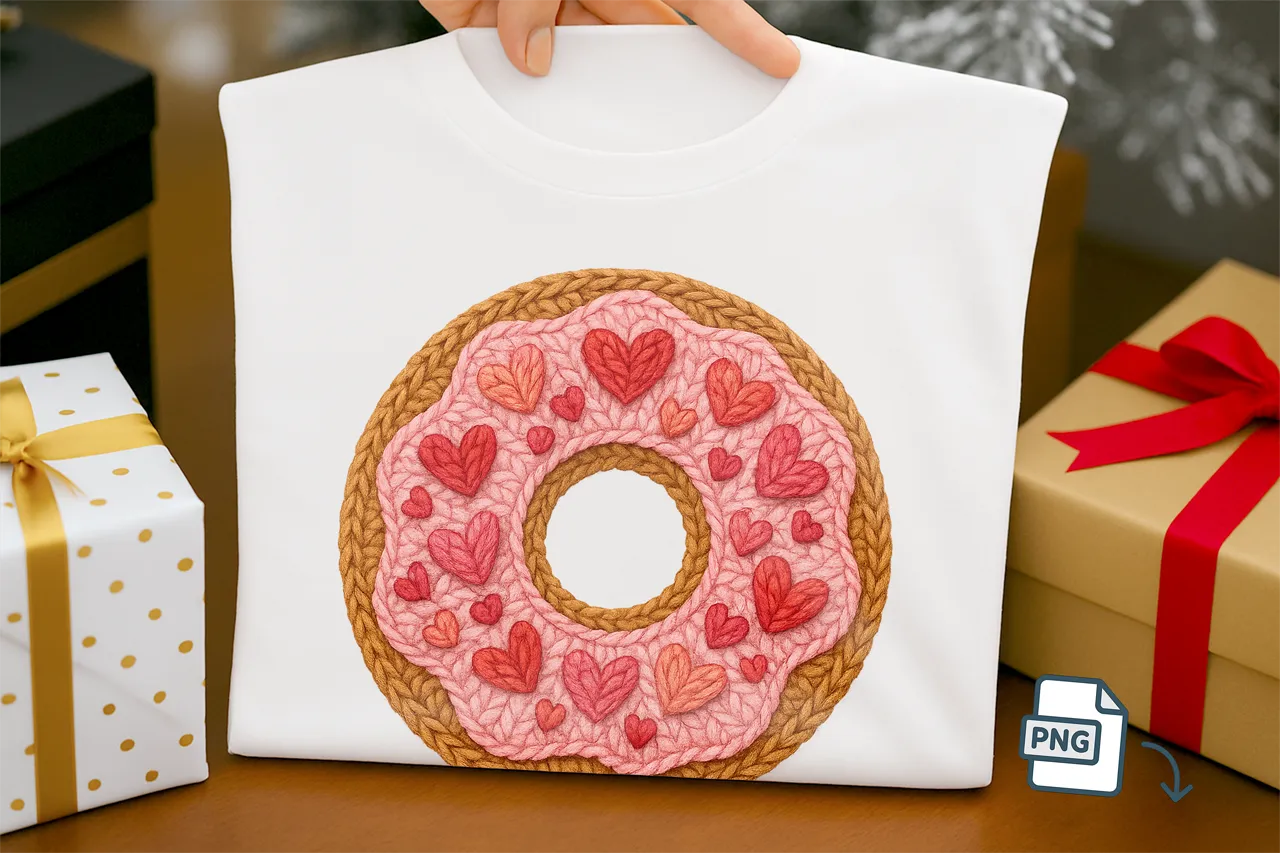 Faux Crochet Donut PNG