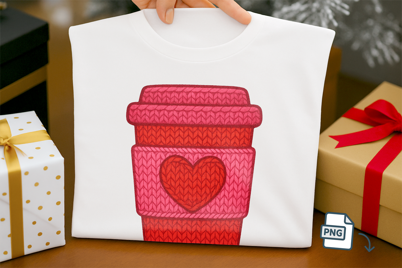 Faux Crochet Coffee Cup PNG