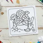 Floral Potted Garden Coloring Page