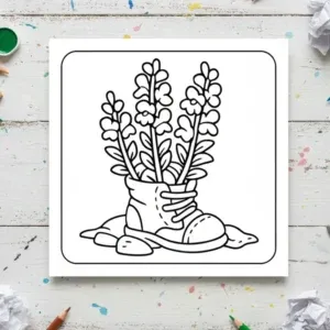 Whimsical Garden Boot Coloring Page