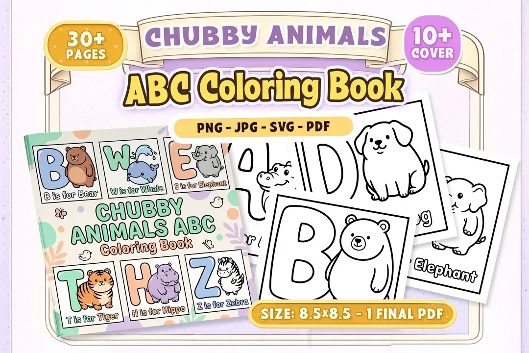 Chubby Animals ABC Coloring Book