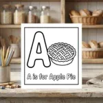 A is for Apple Pie Alphabet Coloring Page