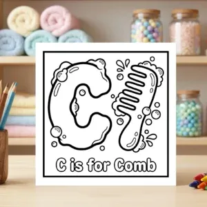 C is for Comb Alphabet Coloring Page