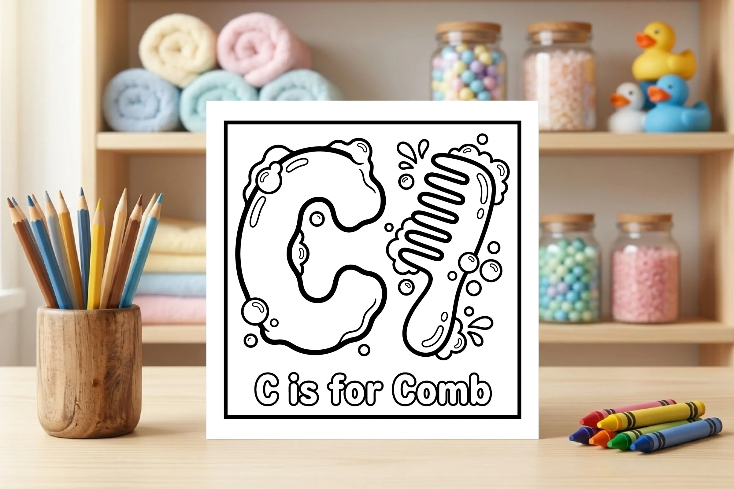 C is for Comb Alphabet Coloring Page