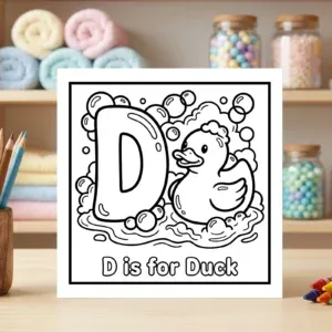 D is for Duck Alphabet Coloring Page