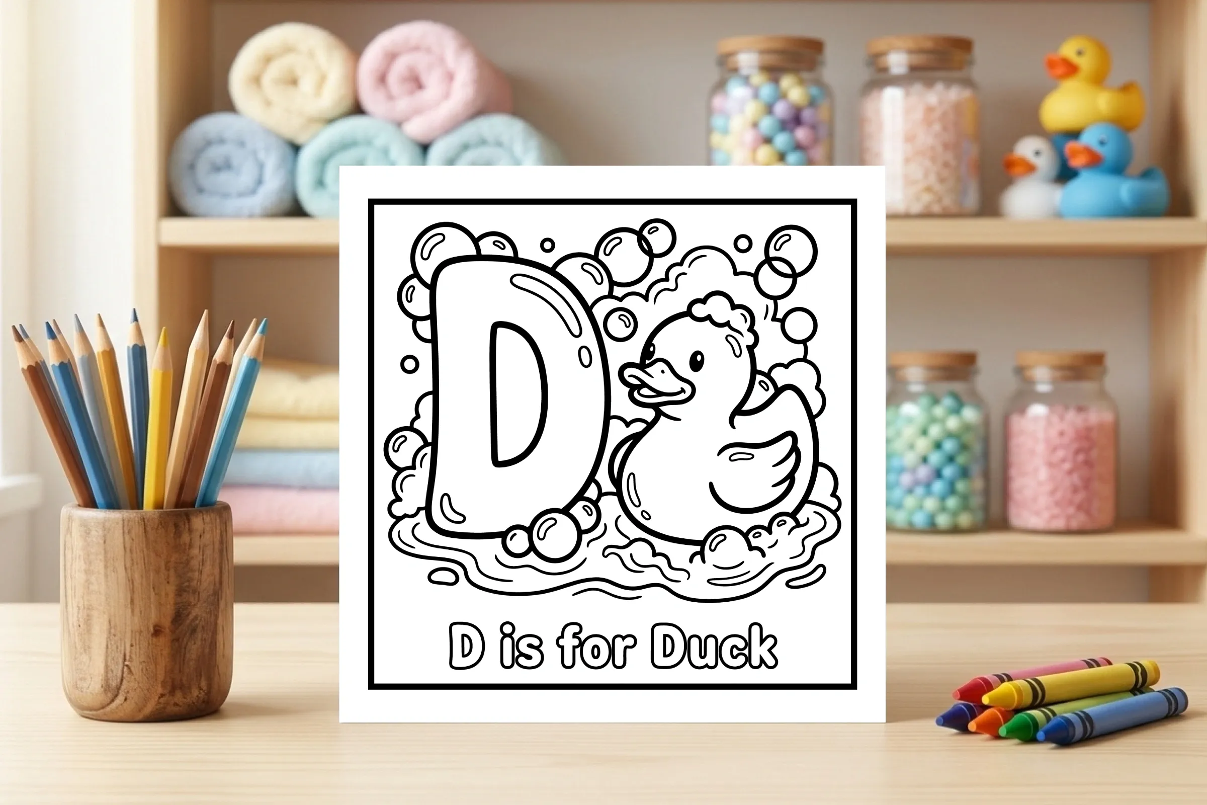 D is for Duck Alphabet Coloring Page