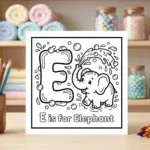 E is for Elephant Alphabet Coloring Page