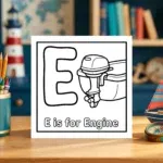 E is for Engine Coloring Template