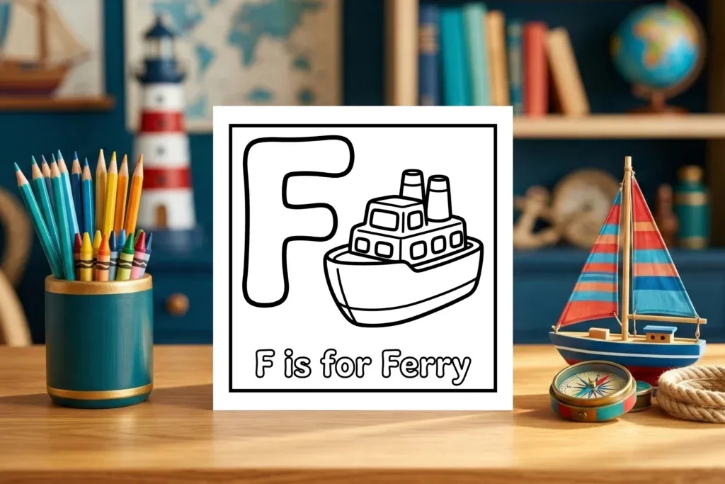 F is for Ferry Kindergarten Graphic