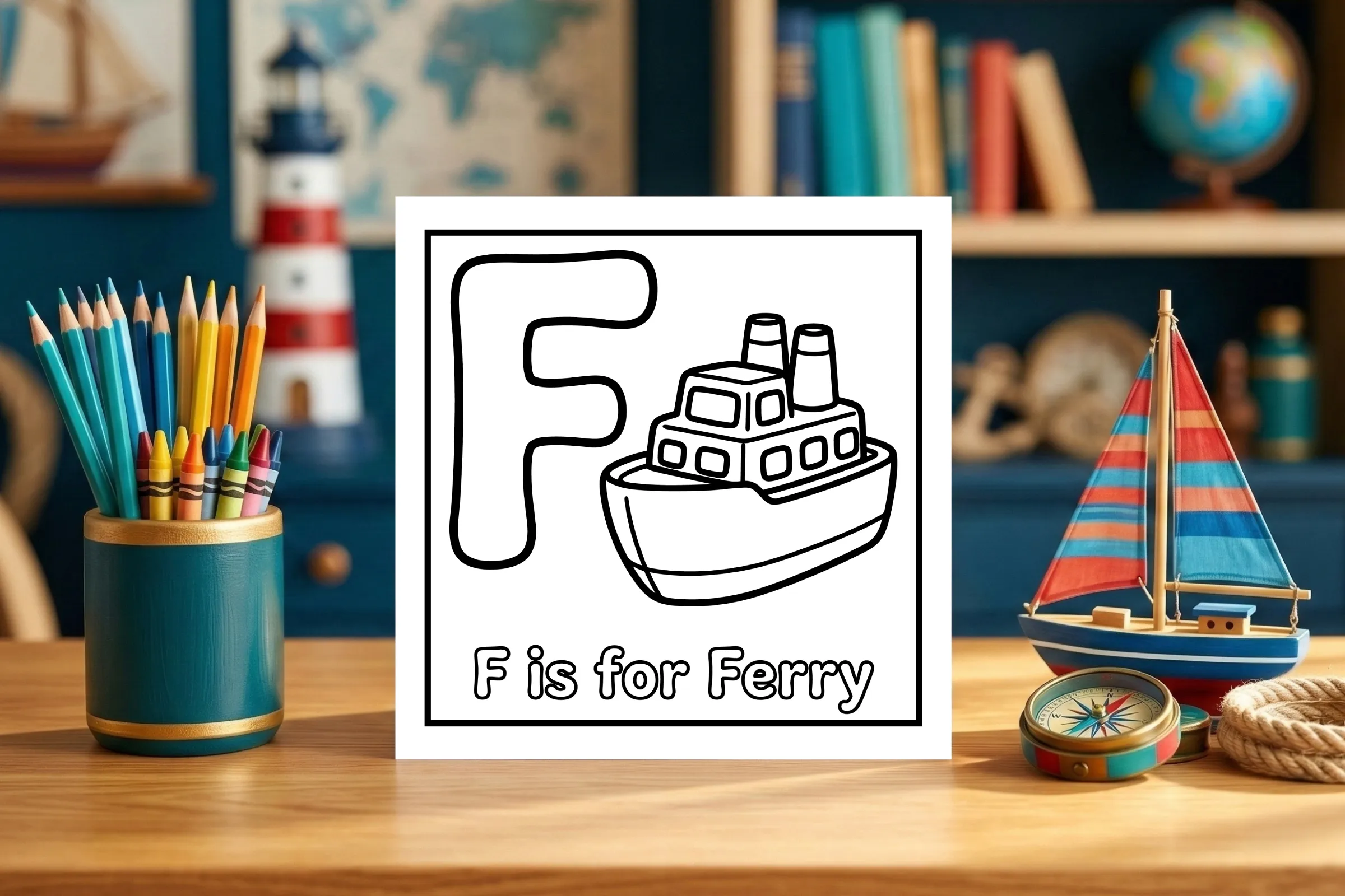 F is for Ferry Kindergarten Graphic