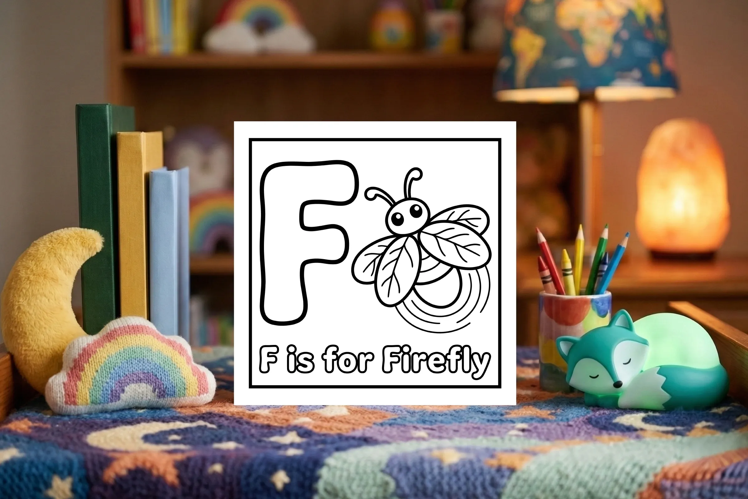 F is for Firefly Cute Nighttime Nature Worksheet