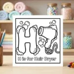 H is for Hair Dryer Alphabet Coloring Page
