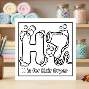 H is for Hair Dryer Alphabet Coloring Page
